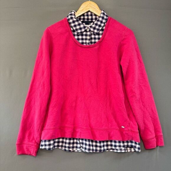 Tommy Hilfiger Women’s Pink Crewneck W Button Undershirt Size Large Preppy - Picture 1 of 12